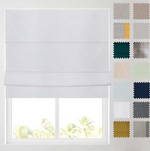 Barnes Blinds - Soft Textured Ara Blackout Roman Blinds -Durable Fittings Easy Fit (White 153cm)