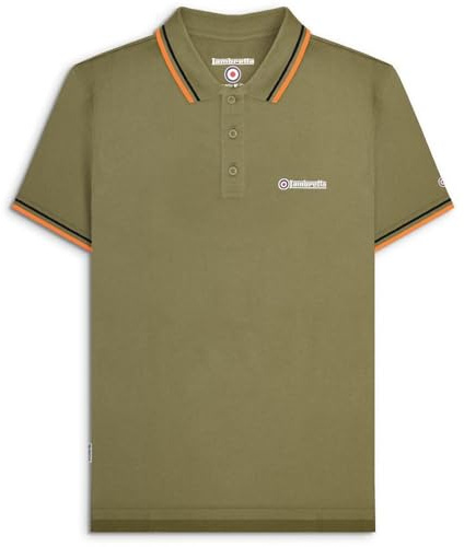 Lambretta Mens Twin Tipped Polo Shirt - Khaki - 2XL