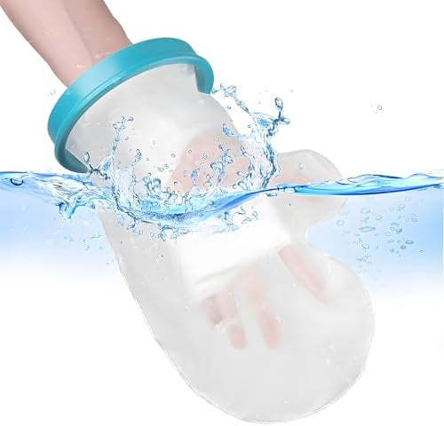 Cast Cover Hand for Adult, Reusable Waterproof Cast and Bandage Protector for Shower, Watertight Seal Cast Bag, Soft Comfortable Arm Cast Cover Protection for Hand, Finger, Wrist (Blue)