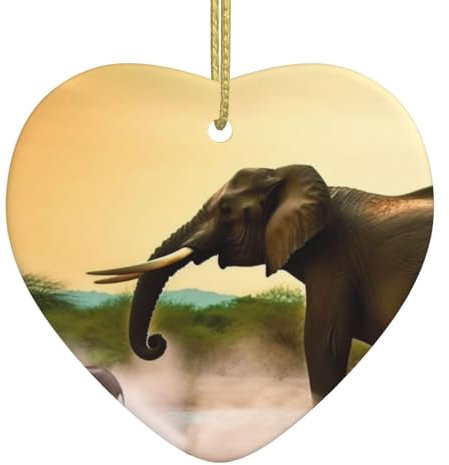 Afrika Elefant Weihnachtsschmuck 2024 Keramik Weihnachtsbaum hängende Ornamente Urlaub Ornamente für Weihnachten Weihnachtsdekorationen Andenken Geschenke neues Zuhause Ornament
