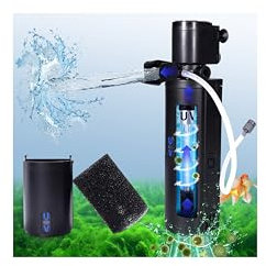 Filtro UV de doble cámara para acuario, filtro sumergible 4 en 1 para tanques de tortugas de 20-75 galones, máquina de limpieza verde ultra silenciosa con filtración, fabricación de olas y oxigenación