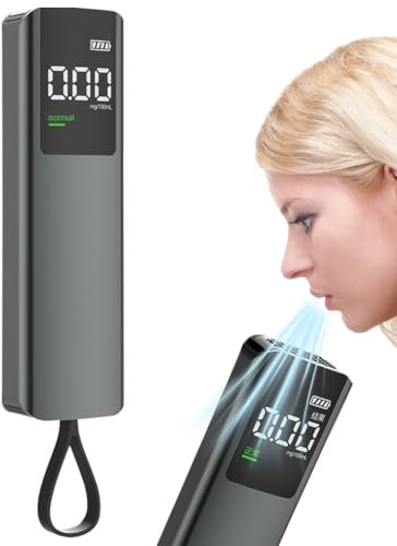 Alkoholtester, Polizeigenau Alkoholmessgeräte Promillemessgerät, Alkoholtester mit LCD-Bildschirm und Halbleiter Sensorik, Tragbarer Atemalkoholtester Mouthpieces, für den Einsatz zu Hause Partys