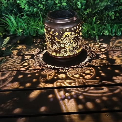 Pilz-Solarlaternen für den Außenbereich, wasserdicht, zum Aufhängen, Gartendekoration, Metall-Gießkannen-Lichter, Solarleuchten, Pilzgeschenke für Frauen, Mutter, dekorative Laternen für Terrasse