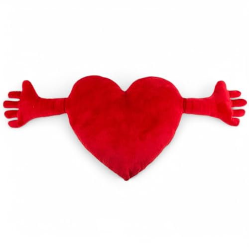 MIJOMA Kuschelkissen Rotes Plüschherz mit Armen – Weiches Herzkissen, ca. 70 cm breit – Perfekt für Valentinstag, Geburtstag & besondere Anlässe