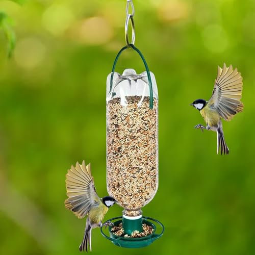 Bottle Top Hanging Bird Feeder Kit for Outdoors,Turn Drink So da Bottles into Eco Humming Wild Birds Feeders,Fun for Families and Kids,Promotes Plastic Recycling and Re-use,Garden (Green, One Size)