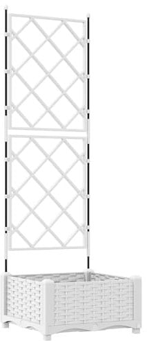 vidaXL Jardinière avec Treillis Blanche 40x40x125,5 cm