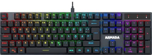 Defender® Armada GK-004 Mechanische Gaming Tastatur QWERTZ | Hot-Swap Low-Profile OUTEMU Red Switches | Dynamische RGB Beleuchtung | Abnehmbares USB-C Kabel | Anti-Ghosting