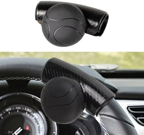 FALMDCQ Car Steering Wheel Auxiliary Booster, Compatible with Audi Q2L e-tron, 360° Steering Wheel Spinner Knob Rotation Handle Assistanter,A-Black