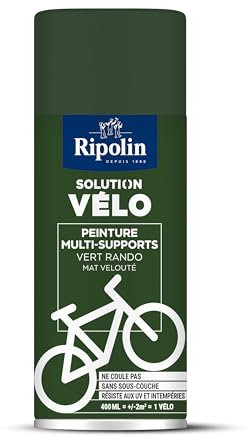 RIPOLIN, Solution Vélo, Aérosol Peinture, Finition Mate, Format Spray pour une application rapide, Ne coule pas, Riche en pigment, Résiste aux UV et conditions extérieures - Vert Rando - 400 ml