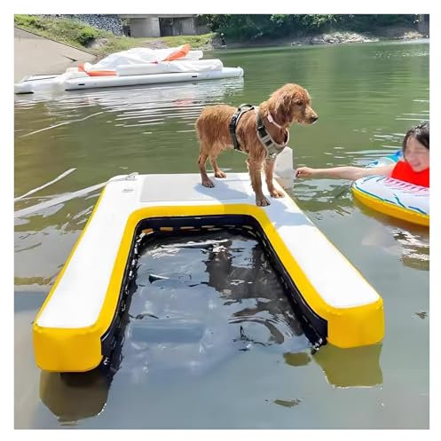 rampe de piscine pour chien Rampe D'accès À L'eau Pour Grands Chiens, Escalier Gonflable De 150cm Pour Bateaux Chiens, Rampe D'accès À L'eau Pour Chiens, Pliable Et Réutilisable, Avec Filet Lesté Sous