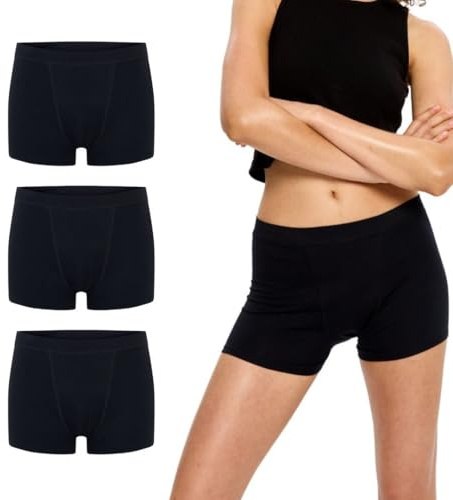 Modibodi Seamless Periodenunterschwäsche Frauen - Nahtlose Boxershorts Damen - Mestruationunterwäsche - Super-Saugfähigkeit 50ml - Schwarz