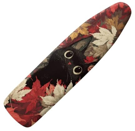 ZIATUBLES Ironing Board Covers with Cozy Nose Pocket Iron Products Black Cat Autumn Leaf Print Heat Ressistant Iron Padding Covers for Home Laundry Clothing Shop, L