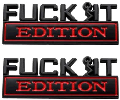 2 x Fuck It Edition, LKW, Boot, Auto-Emblem, Logo-Aufkleber, roter Hals, schwarz