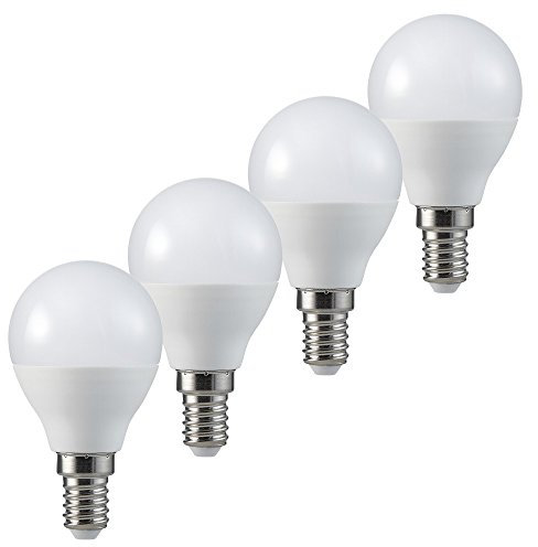 MÜLLER-LICHT LED Tropfenform Ersetzt 40 W, Plastik, E14, 5.5 W, Weiß, 4er Set, 4 Einheiten