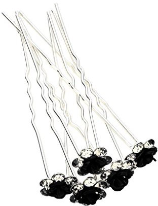 Mont Cherry 10pcs/lot Rose Flower Crystal Rhinestone Wedding Party Bridal Prom Hair Pin Hair Clips Accessory sold by Trendz (Black)