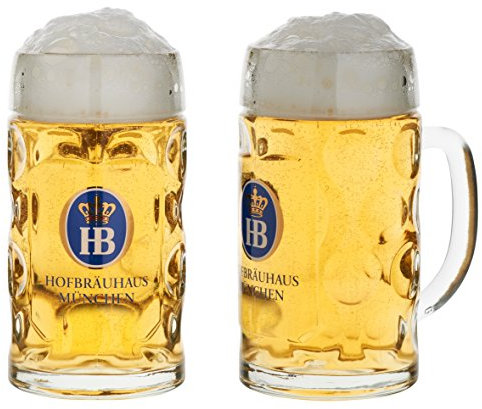 Bierkrug aus Glas mit originalem HB Logo | Hofbräuhaus München Glaskrug Isarseidel 0,5 l - für den kleinen Durst jetzt in halben Liter Format erhältlich