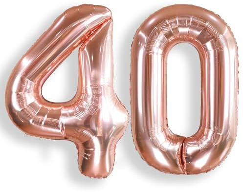 Palloncino Numero 40 Rosa Gold: Grande 101 cm Elio Palloncini Oro Rosa Antico Compleanno 40 Anni Mylar Foil Numeri Gigante Giganti per Festa di Anniversario Decorazioni