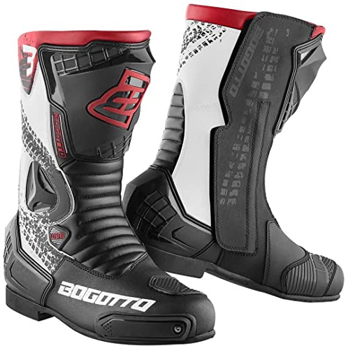 Bogotto Losail Evo Motorradstiefel, schwarz/weiß/rot, 48