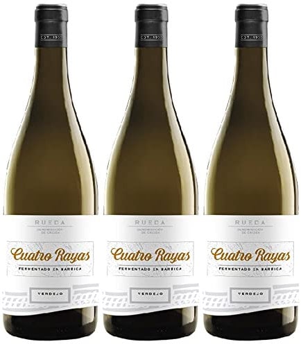 CUATRO RAYAS Fermentado Barrica - Vino Blanco Verdejo DO Rueda (3 Botellas x 750ml)