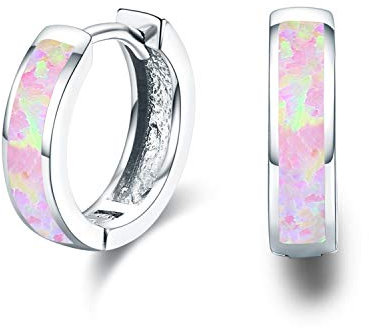 CUOKA MIRACLE Damen Creolen 925 Sterling Silber Opal Ohrringe Kleine Creolen Kreis Ohrringe Opal Schmuck Geschenke für Mama Frauen Kinder