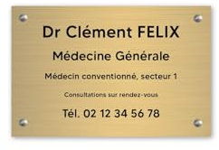 DECOHO - Plaque professionnelle personnalisée en PVC pour médecin - Or lettres noires Vis + chevilles + cache vis