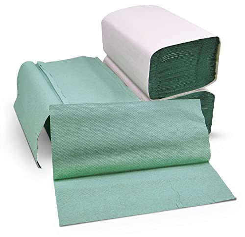 Defacto Papierhandtücher Handtuchpapier, 5000 Stück Zick-Zack 25x23 cm Falthandtücher, Handtücher für Spender 1-Lagig, GRÜN