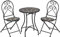 Outsunny 3 Pieces Garden Bistro Set with Coffee Table and 2 Folding Single Chairs, Mosaic Garden Table Top and Seats, Metal Frame, for Patio Balcony, Black