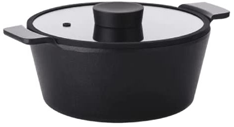 All Black Vulcan 2QT Saucentopf mit Glasdeckel, gesundes Kochen, Keramikbeschichtung, Induktionskochgeschirr, Suppeneintopf, Nudel-Ramentopf, Milchbutterwärmer, hergestellt in Korea (18 cm