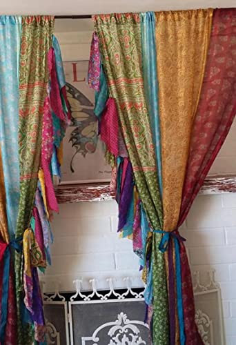 2 Stücke Indischer Vorhang Sari Boho Vorhang Vorhang Hippie Böhmische Vorhang Ethno Wandbehang Vorhang 210x105 HMCI-19