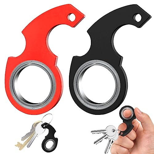 2 Stück Schlüsselanhänger Spinner Fidget Ring Spielzeug, Key Flipping Toy für Kinder und Erwachsene