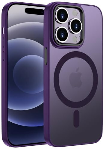 KPPIT Magnetic Case for iPhone 12 Pro Max 6.7-Inch,Compatible with MagSafe, Translucent Matte Back Slim Shockproof Phone Cover (Dark Purple)