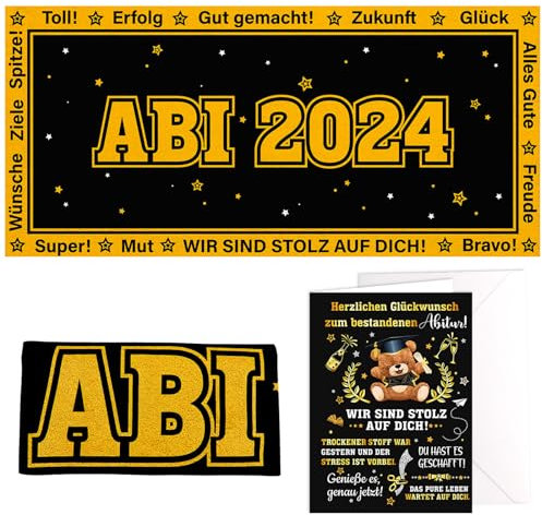 DPKOW ABI 2025 Handtuch Schwarzes Gold, Abitur 2025 Geschenke Mädchen Jungen, ABI 2025 Badetuch Strandtuch Strandlaken für Pool Strandtücher, mit Glückwunschkarte Abitur, 63 * 27.5 inches