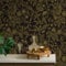LiKiLiKi 44cm x 5m Peel and Stick Wallpaper Floral Black and Gold Wallpaper Feature Sticky Back Plastic Roll Vinyl Wrap Wear-Resistant Wallpaper for Living Room Bedroom Self Adhesive Table