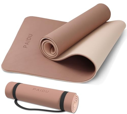 PAIDU 10mm POE Yoga Mat Non-Slip Fitness Mat 183x61cm with Carry Strap | Non-slip, tear-resistant and suitable for all ages, perfect for yoga, Pilates, home gym and full-body workouts.