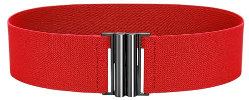 VONMELLI Breiter Elastischer Stretch Gürtel für Damen–Trimmer-Stretchgürtel, Retro Damen Taillengürtel Rot M