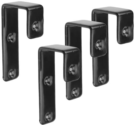 HEVSTIL Etagenbett-Leiter-Haken, schwarz, PVC-beschichtetes Metall, Etagenbett-Ersatz-Hardware-Halterungen, J robuste Wohnmobil-Etagenleiter-Werkzeug mit Schrauben, Innenbreite 2,5 cm, Schwarz, 4