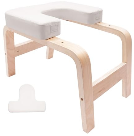 OUBUBY Yoga Kopfstandhocker, Yoga Inversion Bank mit Holzrahmen und Detachable PU Pads Yoga Kopfstandbank Inversionsstuhl 200 kg Inversion Bank für Entlasten Müdigkeit Balance Training
