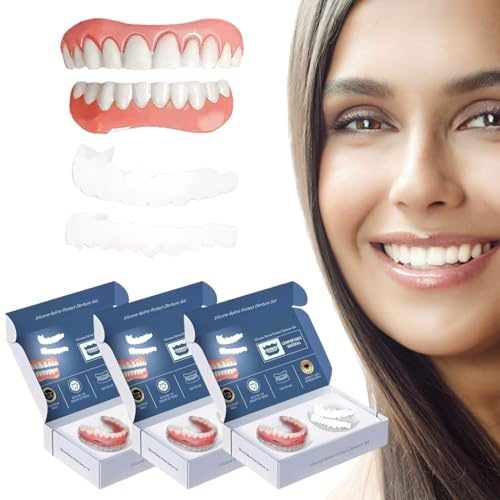 YUPZAR 3 Satz Silikon Zahnprothese-Set -Provisorischer Zahnersatz,Geeignet für Erhöht das Selbstvertrauen,Natürlich Anmutend,leicht zu Tragen, Unisex