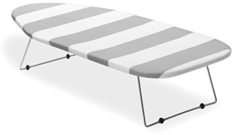 Whitmor Tabletop Ironing Board, Grey/White Striped Cover, Alloy Steel, 12 L x 29 W x 5.5 H