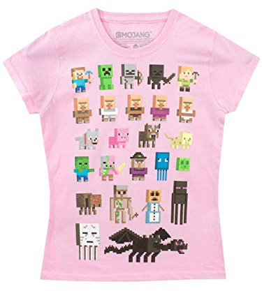 Minecraft Girls T-Shirt Pink Age 9 to 10 Years