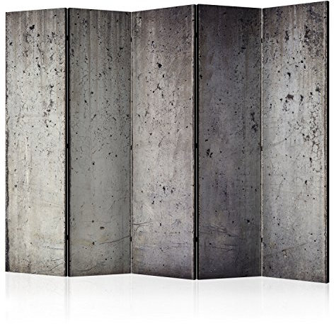 RAUMTEILER/PARAVENT B&D XXL - Paravent Raumteiler Innen Beton Loft 225x172 cm 5-teilig Einseitig Raumtrenner Trennwand Holz Room Divider Spanische Wand Raum Abtrennung grau f-A-0567-z-c