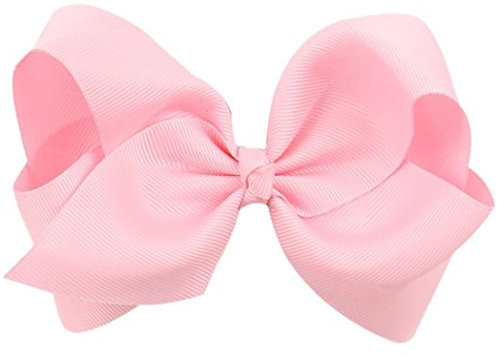 AKA 6 Big Bow Hairpins Hair Clips for Children Kids Girls Hair Handmade Alligator Clips Accessories (Baby Pink)