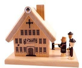Rudolphs Schatzkiste Räucherhaus Kantorei HxBxT 10,5x13x7,5cm NEU Räuchermann Rauchmann Räucherfigur Räucherkerze Figur Holz Seiffen Erzgebirge Holz Rauchfigur Dekoration Weihnachten