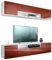 Vladon Wohnwand Mogan, Weiß matt/Bordeaux Hochglanz - Moderne Anbauwand bestehend aus 2 TV-Boards (181 x 147 x 35 cm)