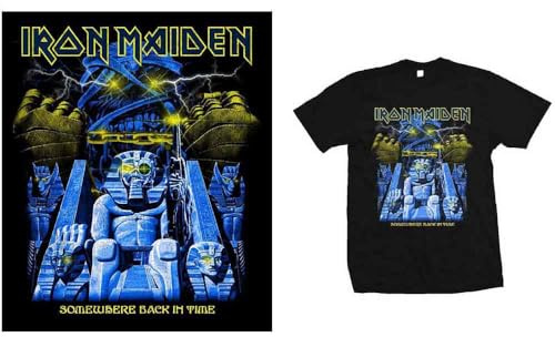 Iron Maiden T Shirt Back in Time Mummy Band Logo Nue offiziell Herren Schwarz