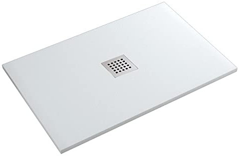 OLIMPO DOCCE - Piatto doccia in marmo resina effetto pietra con foro centrale Bianco Chic - 70x100