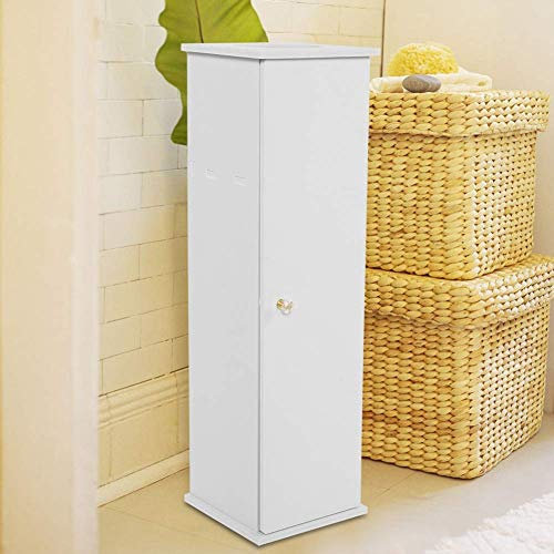 GOTOTOP Armoire en Papier Toilette, Planche en Bois Plastique sur Pied, Support de Salle de Bain, Armoire de Rangement pour Salle de Bain, Cuisine et Espace de Vie- 5 x 19.5 x 19.5 cm- Blanc