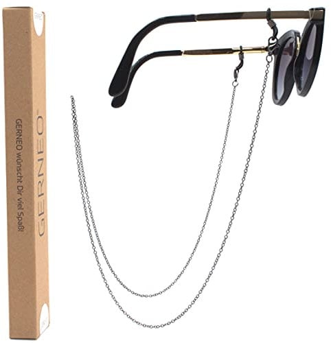 GERNEO - DAS ORIGINAL - Premium Brillenkette & Brillenband in diversen Farben - versilbert in schwarz - Unisex für Lesebrille & Sonnenbrille