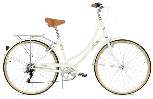 FabricBike Step City Damenfahrrad Amsterdam 28 Zoll Komfort Bike 7 Gang Hollandrad im Retro-Design (Sand Cream)