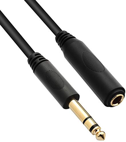 Tisino 1/4 inch Headphone Extension Cable, Quarter inch TRSF to TRSM Stereo Jack Extension Cord - 15 ft